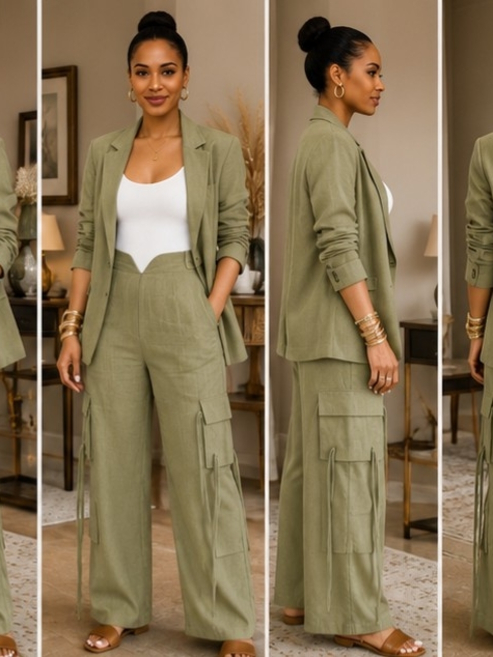 STYLEWE Olive-Tone Wide Leg Cargo Trousers